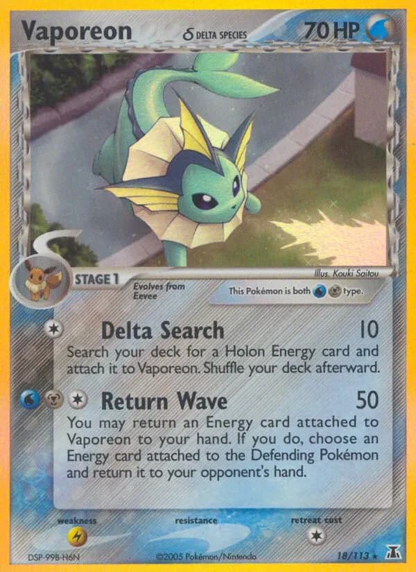 Vaporeon δ — Delta Species 18 Pokémon card