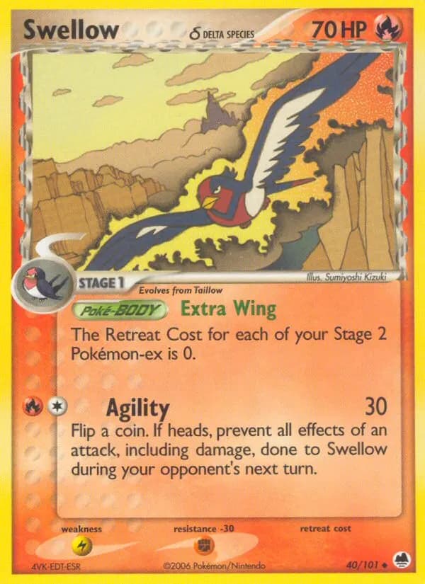 Swellow δ — Dragon Frontiers 40 Pokémon card