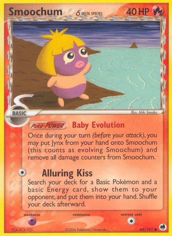 Smoochum δ — Dragon Frontiers 64 Pokémon card