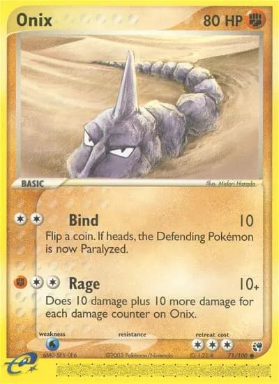Onix — Sandstorm 71 Pokémon card