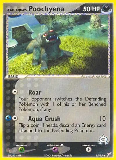Team Aqua's Poochyena — Team Magma vs Team Aqua 55 Pokémon card