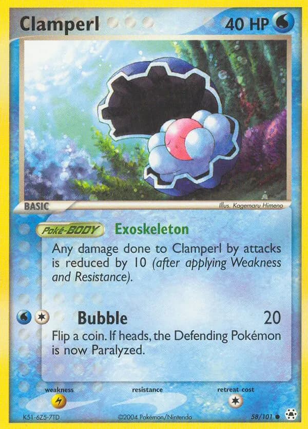 Clamperl — Hidden Legends 58 Pokémon card