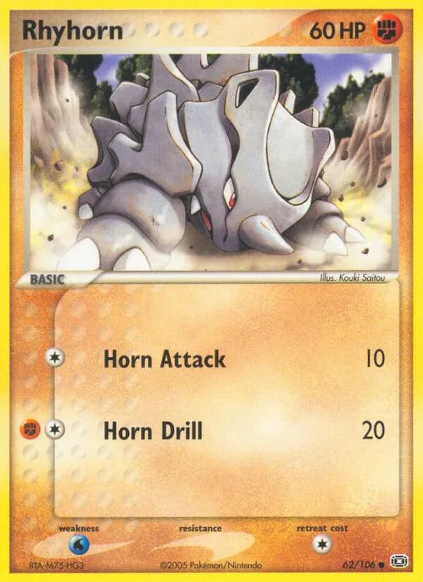 Rhyhorn — Emerald 62 Pokémon card