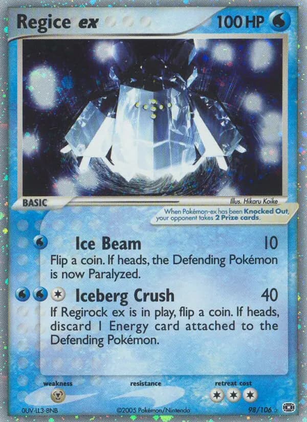 Regice-ex — EX Smaragd 98 German Pokémon card