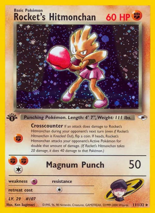 Rocket's Hitmonchan — Gym Heroes 11 Pokémon card