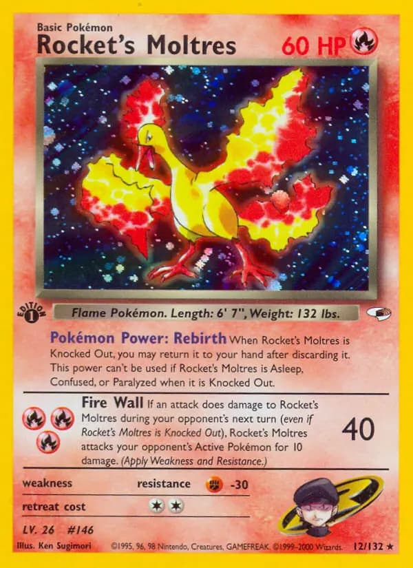 Rocket's Moltres — Gym Heroes 12 Pokémon card
