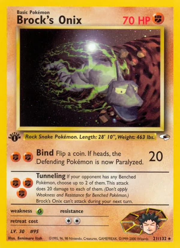 Brock's Onix — Gym Heroes 21 Pokémon card