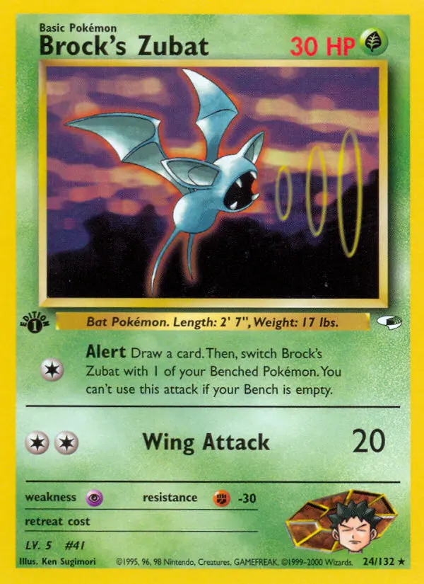 Brock's Zubat — Gym Heroes 24 Pokémon card