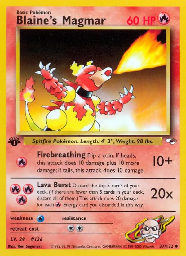 Blaine's Magmar — Gym Heroes 37 Pokémon card