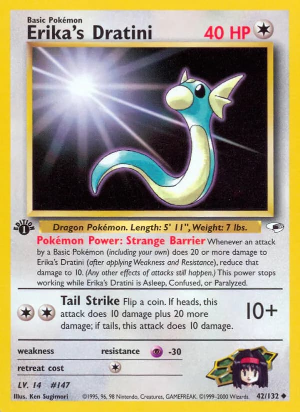 Erika's Dratini — Gym Heroes 42 Pokémon card