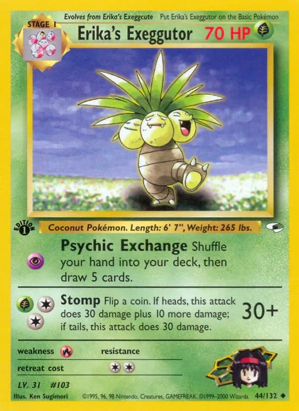 Erika's Exeggutor — Gym Heroes 44 Pokémon card
