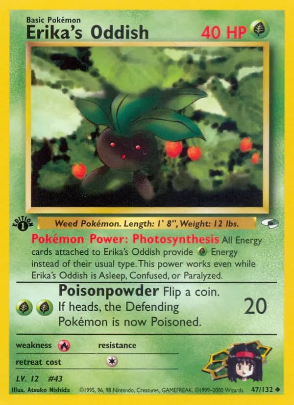 Erika's Oddish — Gym Heroes 47 Pokémon card