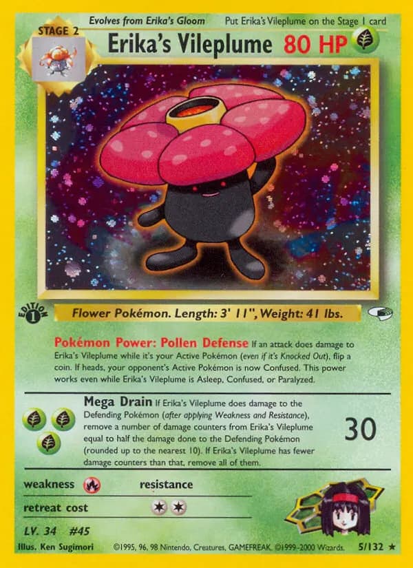 Erika's Vileplume — Gym Heroes 5 Pokémon card