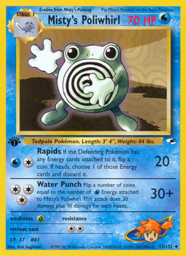 Misty's Poliwhirl — Gym Heroes 53 Pokémon card