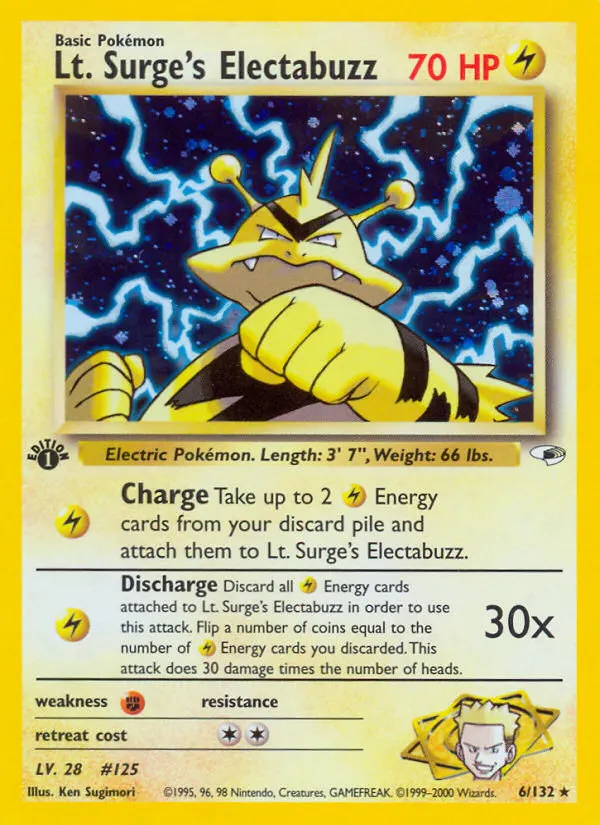 Lt. Surge's Electabuzz — Gym Heroes 6 Pokémon card