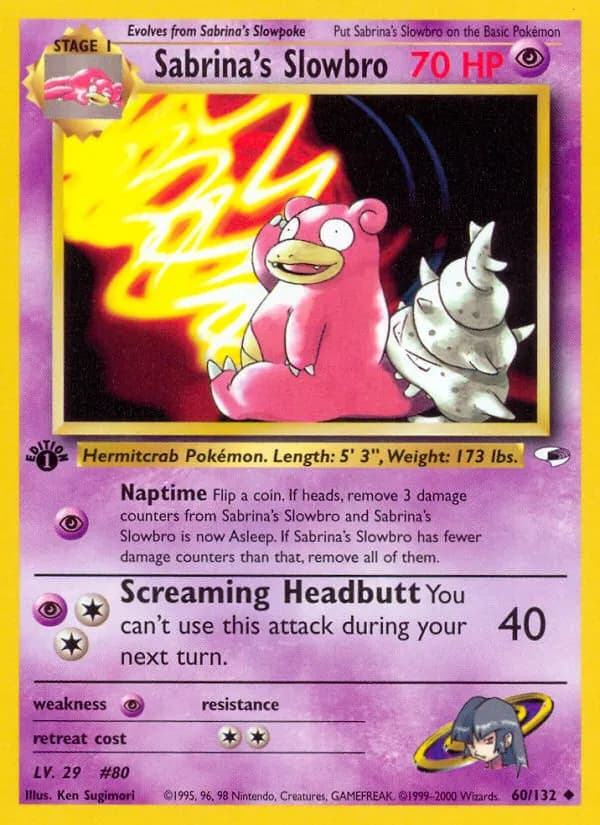 Sabrina's Slowbro — Gym Heroes 60 Pokémon card