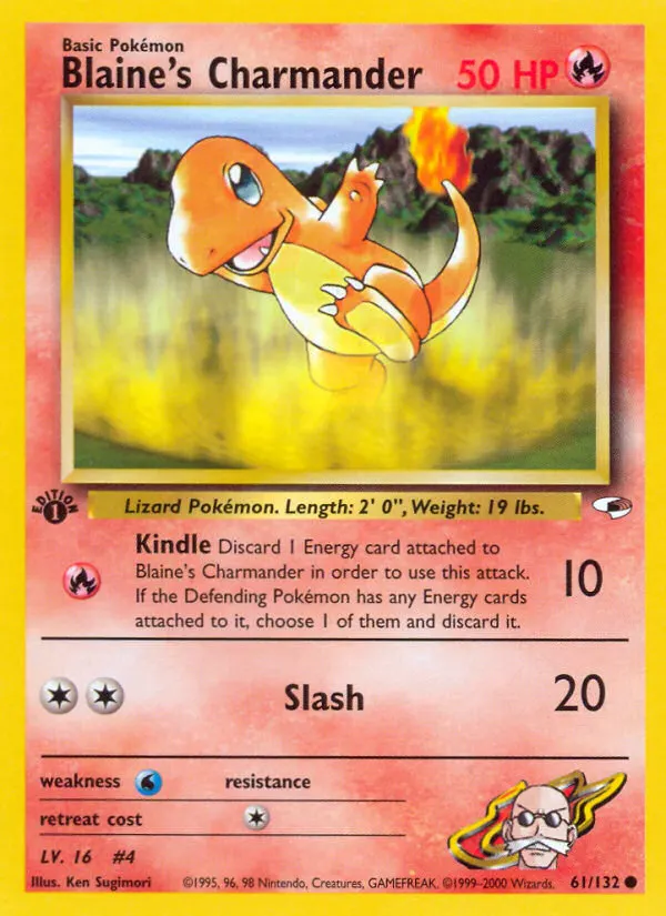 Blaine's Charmander — Gym Heroes 61 Pokémon card