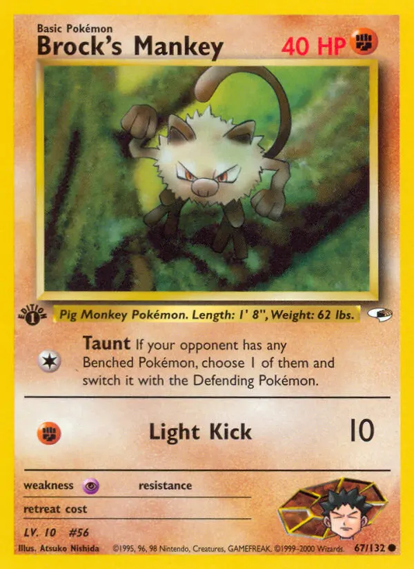 Brock's Mankey — Gym Heroes 67 Pokémon card