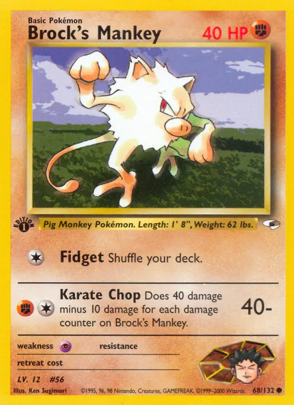 Brock's Mankey — Gym Heroes 68 Pokémon card