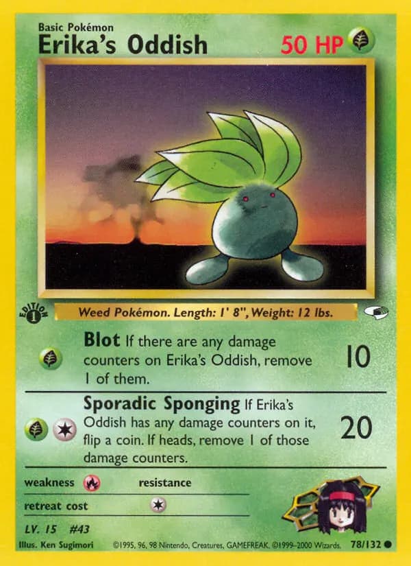 Erika's Oddish — Gym Heroes 78 Pokémon card