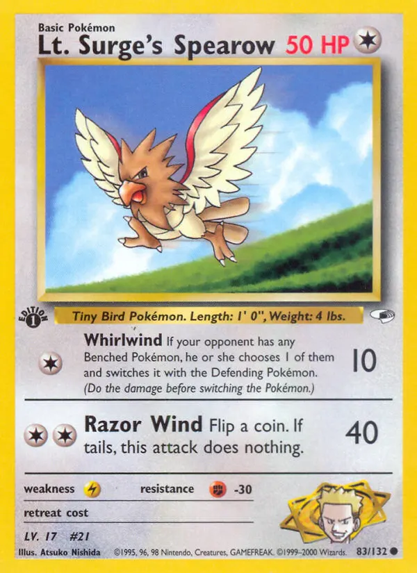 Lt. Surge's Spearow — Gym Heroes 83 Pokémon card