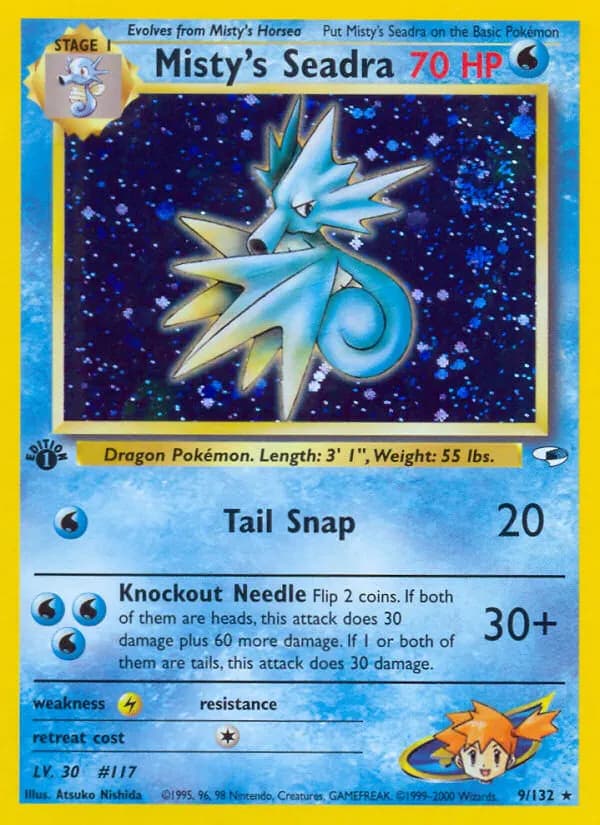 Misty's Seadra — Gym Heroes 9 Pokémon card