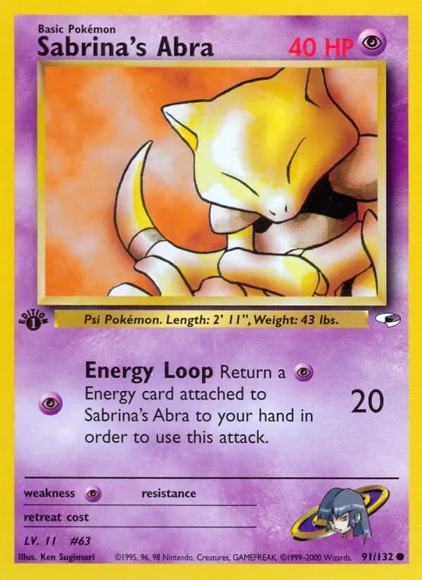 Sabrina's Abra — Gym Heroes 91 Pokémon card