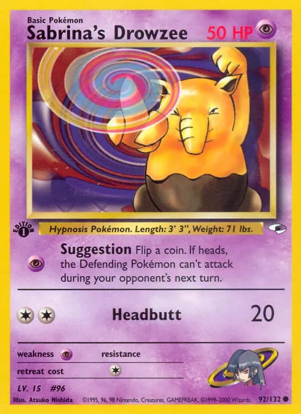 Sabrina's Drowzee — Gym Heroes 92 Pokémon card