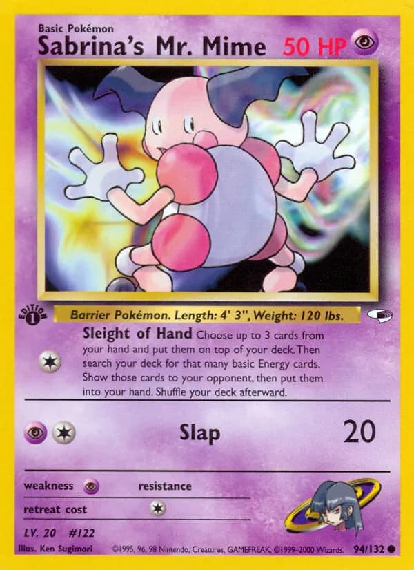 Sabrina's Mr. Mime — Gym Heroes 94 Pokémon card