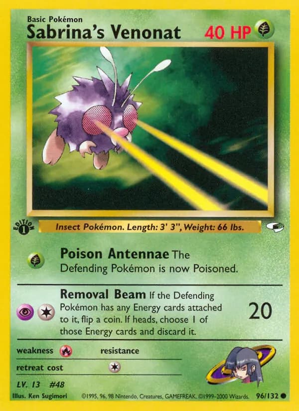 Sabrina's Venonat — Gym Heroes 96 Pokémon card