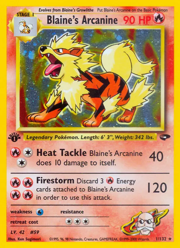 Blaine's Arcanine — Gym Challenge 1 Pokémon card