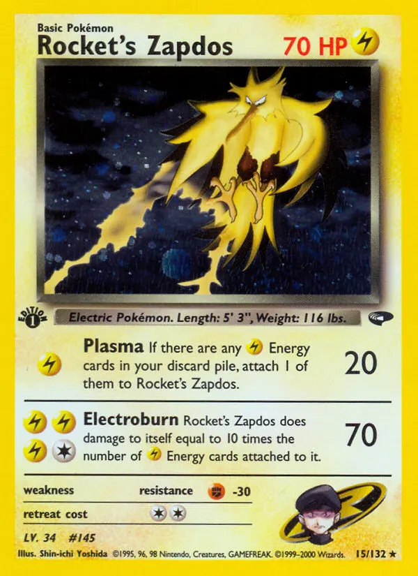 Rocket's Zapdos — Gym Challenge 15 Pokémon card