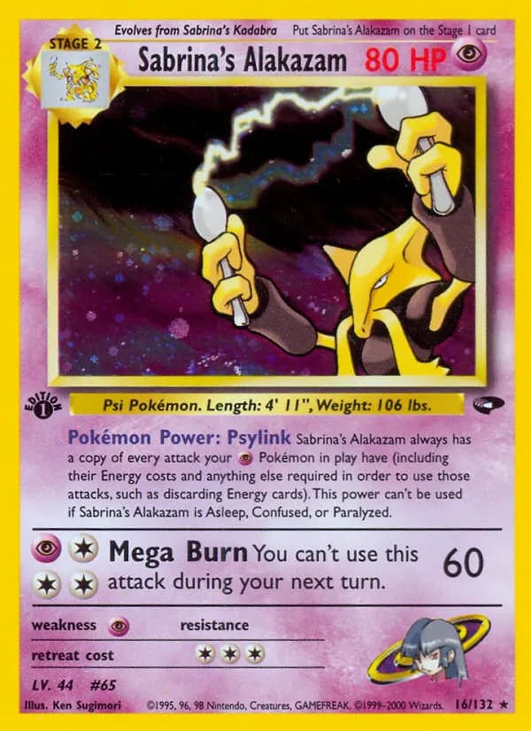 Sabrina's Alakazam — Gym Challenge 16 Pokémon card