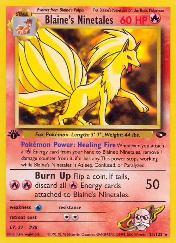 Blaine's Ninetales — Gym Challenge 21 Pokémon card