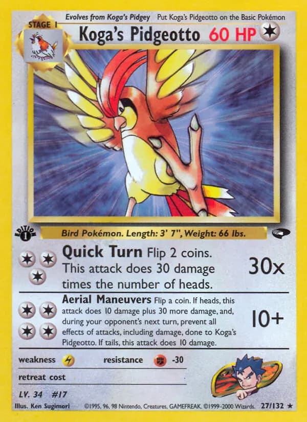 Koga's Pidgeotto — Gym Challenge 27 Pokémon card