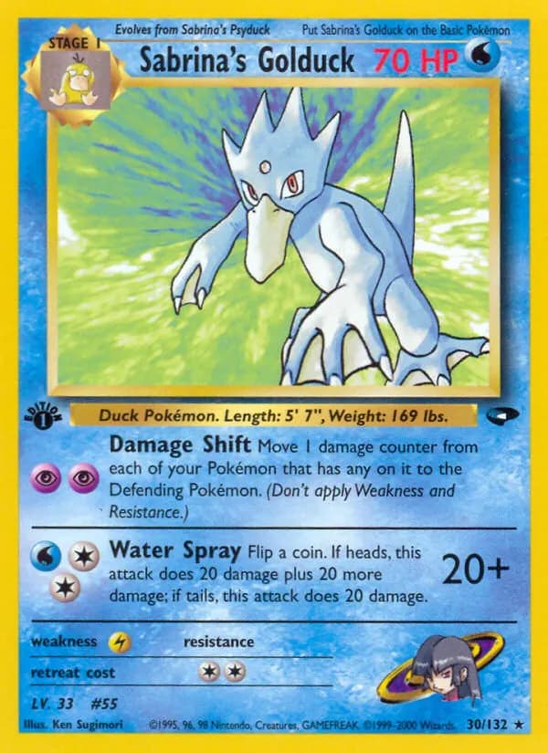 Sabrina's Golduck — Gym Challenge 30 Pokémon card