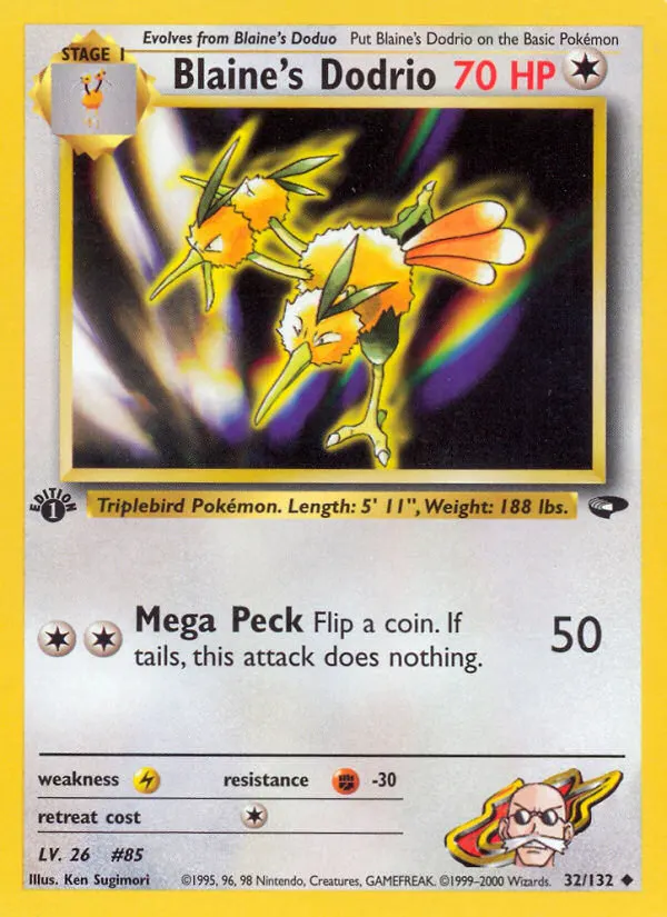 Blaine's Dodrio — Gym Challenge 32 Pokémon card
