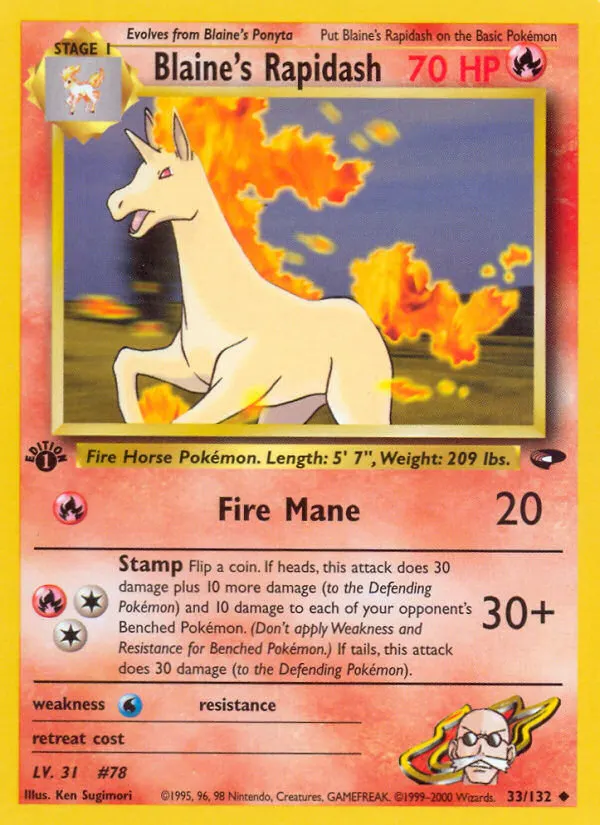 Blaine's Rapidash — Gym Challenge 33 Pokémon card