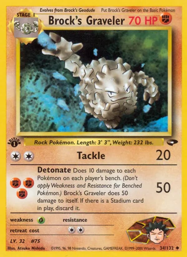 Brock's Graveler — Gym Challenge 34 Pokémon card