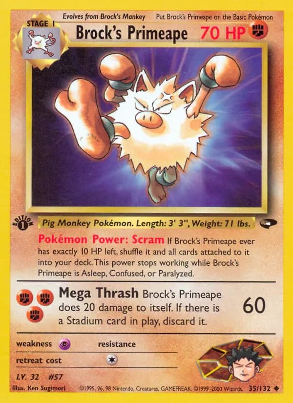 Brock's Primeape — Gym Challenge 35 Pokémon card