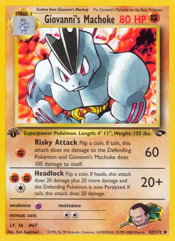 Giovanni's Machoke — Gym Challenge 42 Pokémon card