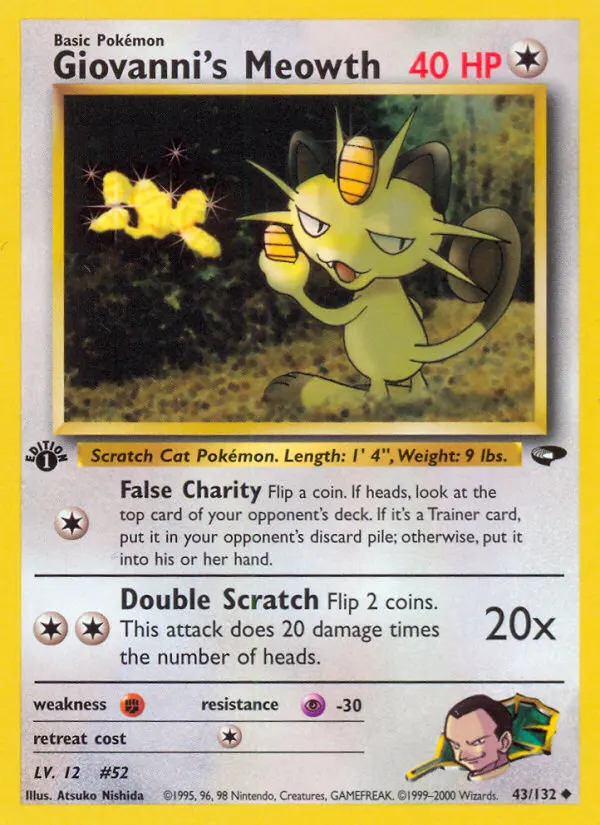 Giovanni's Meowth — Gym Challenge 43 Pokémon card