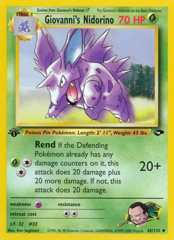 Giovanni's Nidorino — Gym Challenge 45 Pokémon card