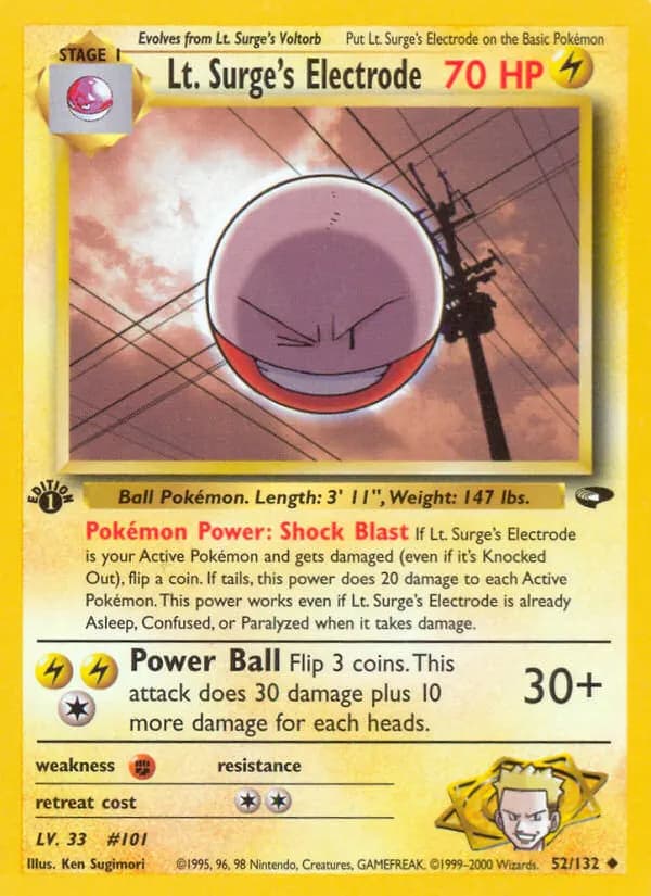 Lt. Surge's Electrode — Gym Challenge 52 Pokémon card