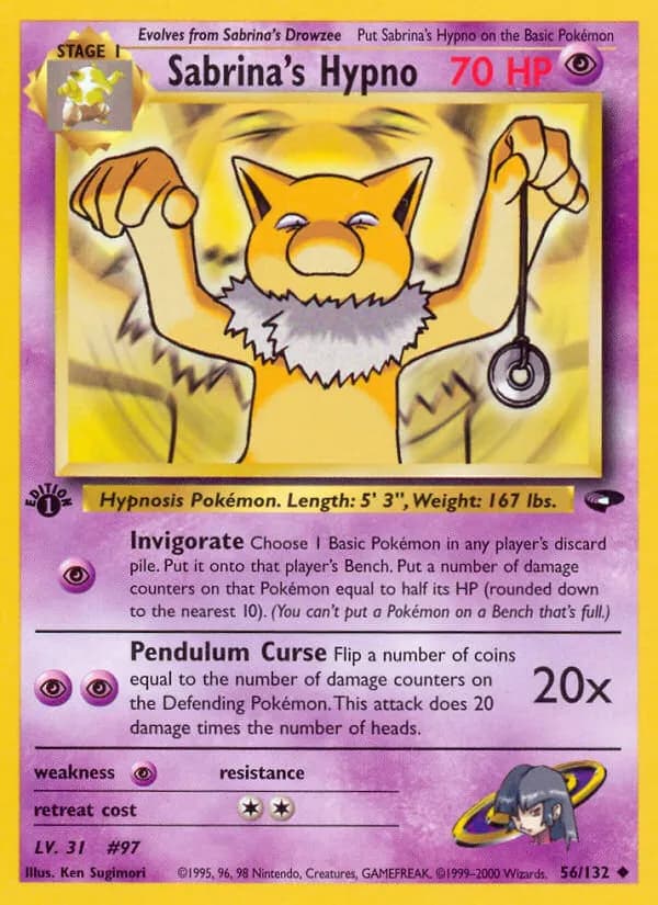 Sabrina's Hypno — Gym Challenge 56 Pokémon card