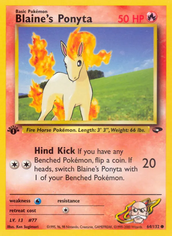 Blaine's Ponyta — Gym Challenge 64 Pokémon card