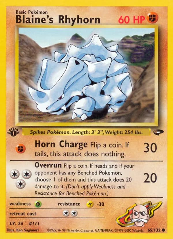 Blaine's Rhyhorn — Gym Challenge 65 Pokémon card