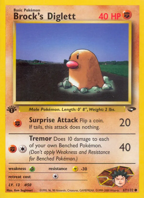 Brock's Diglett — Gym Challenge 67 Pokémon card