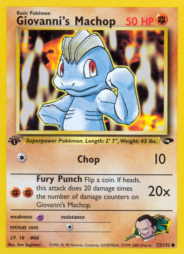 Giovanni's Machop — Gym Challenge 72 Pokémon card