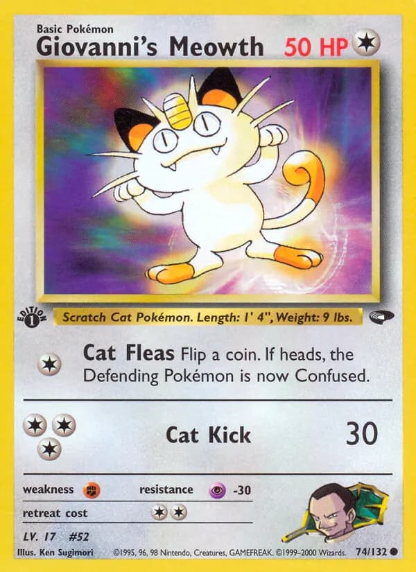 Giovanni's Meowth — Gym Challenge 74 Pokémon card